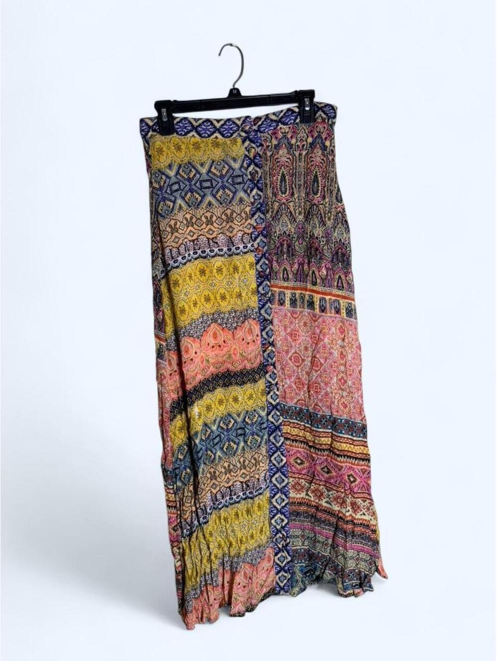 Long maxi skirt multi patterned buttoned down the front